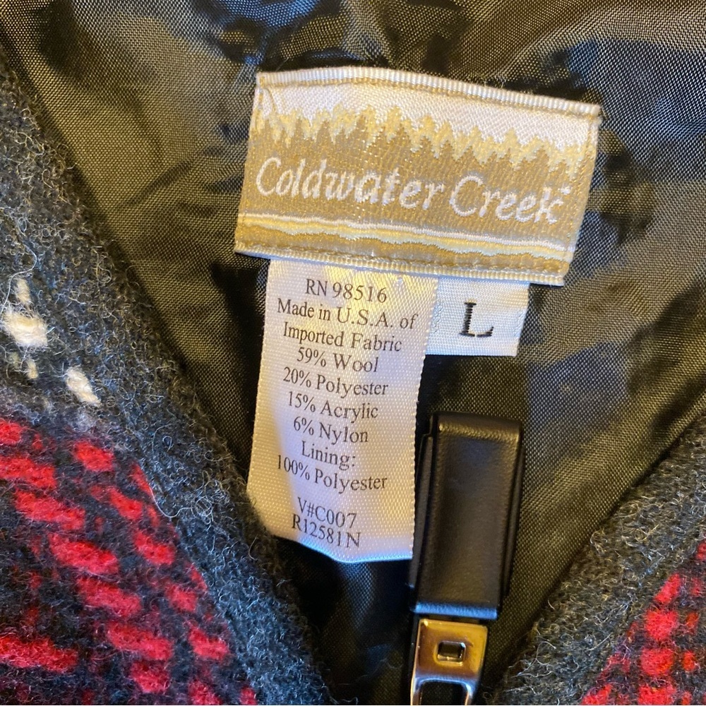 Coldwater Creek Wool Blend V Neck Lined Mixed Pattern Vest Women’s Large - Picture 9 of 9